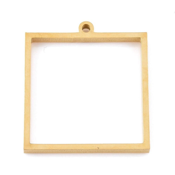 Stainless Steel Square Open Back Bezel Pendant - Microfleur