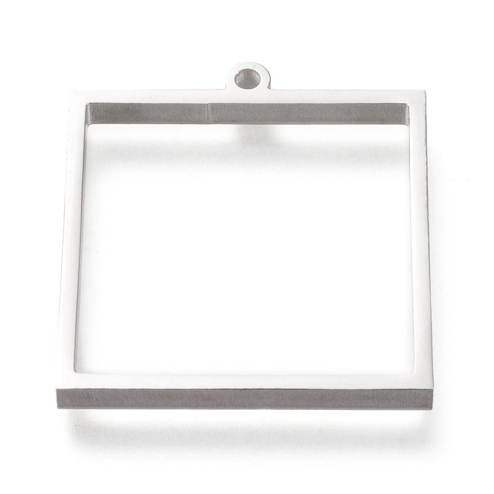 Stainless Steel Square Open Back Bezel Pendant - Microfleur