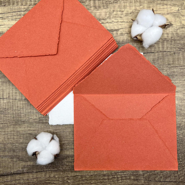 Terracotta Handmade Cotton Envelopes (Set of 10) - Microfleur