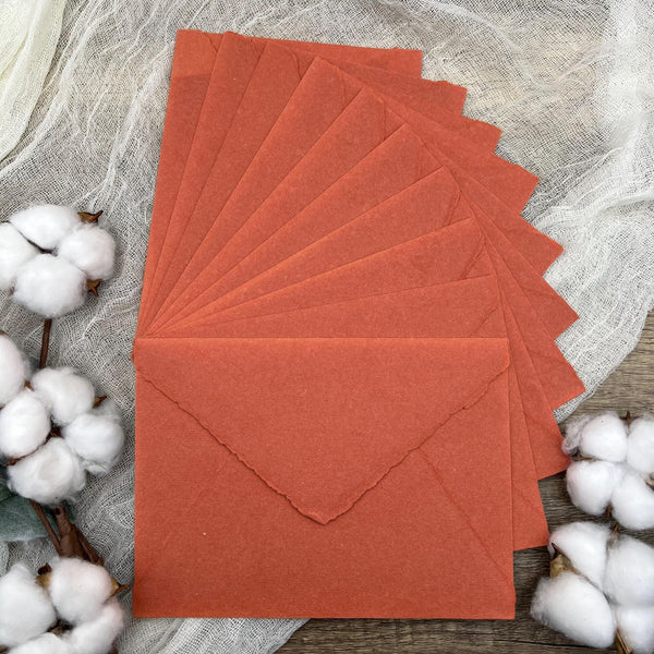 Terracotta Handmade Cotton Envelopes (Set of 10) - Microfleur