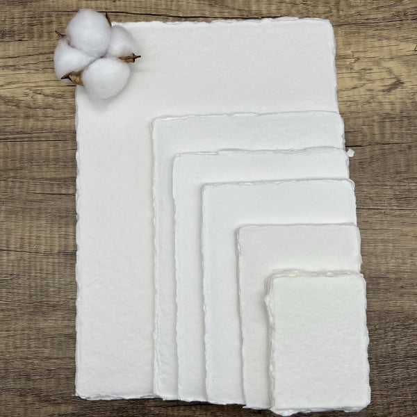 White 150gsm Handmade Cotton Paper (Set of 10) - Microfleur