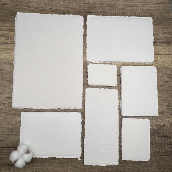 White 150gsm Handmade Cotton Paper (Set of 10) - Microfleur