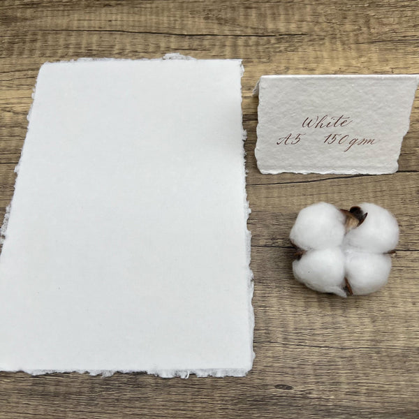 White 300gsm Handmade Cotton Paper (Set of 10) - Microfleur