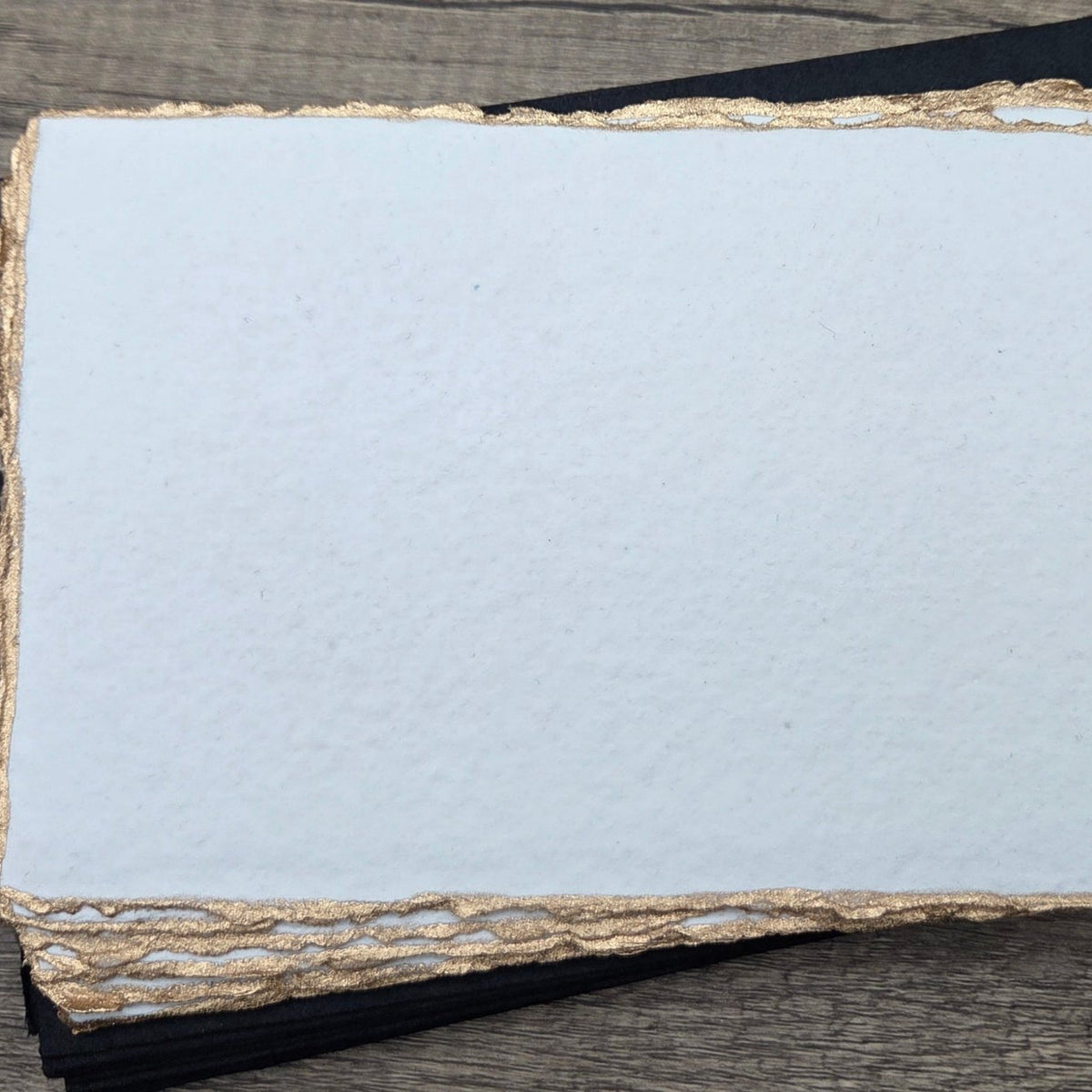 White Gold Trim Handmade Cotton Paper (Set of 10) - Microfleur