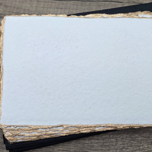 White Gold Trim Handmade Cotton Paper (Set of 10) - Microfleur