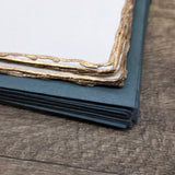 White Gold Trim Handmade Cotton Paper (Set of 10) - Microfleur
