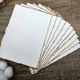 White Gold Trim Handmade Cotton Paper (Set of 10) - Microfleur