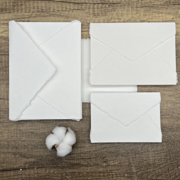 White Handmade Cotton Envelopes (Set of 10) - Microfleur