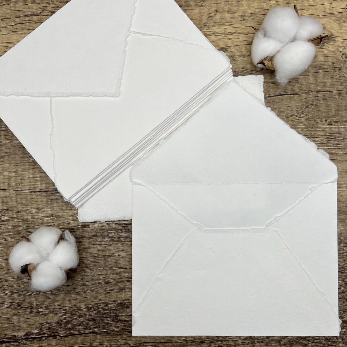White Handmade Cotton Envelopes (Set of 10) - Microfleur