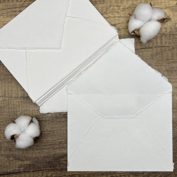 White Handmade Cotton Envelopes (Set of 10) - Microfleur